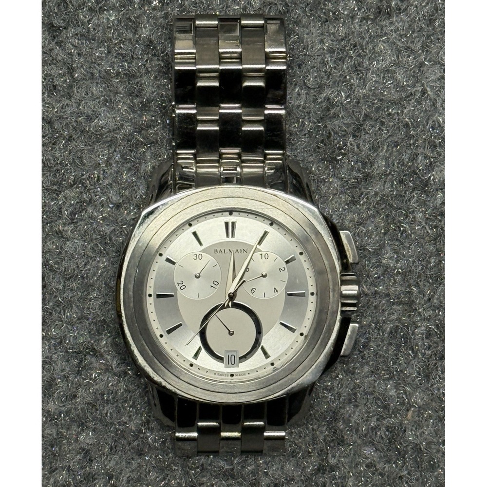 Balmain Watch Madrigal Chronograph Quartz Mens Silver Dial 44mm 5341